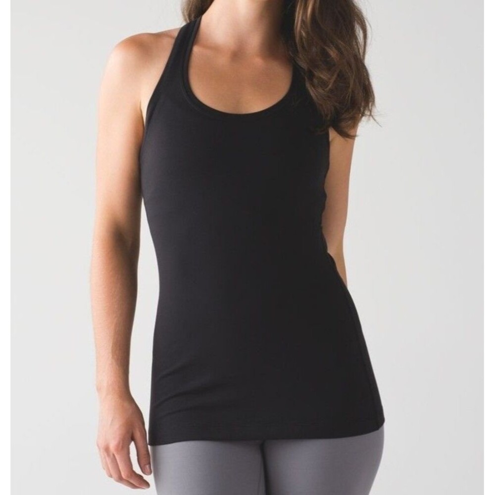 Lululemon Sz 2/4/S Cool Racerback II Tank Top Black Minimalist Yoga Essential